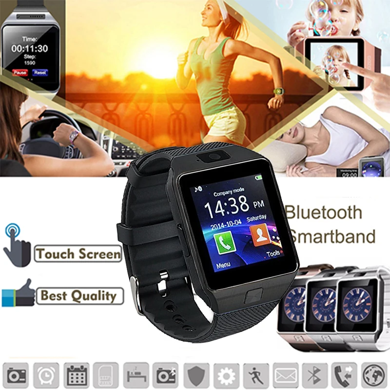 DZ09 Смарт часы Цифровые мужские для Apple iPhone samsung Android мобильный телефон Bluetooth SIM TF