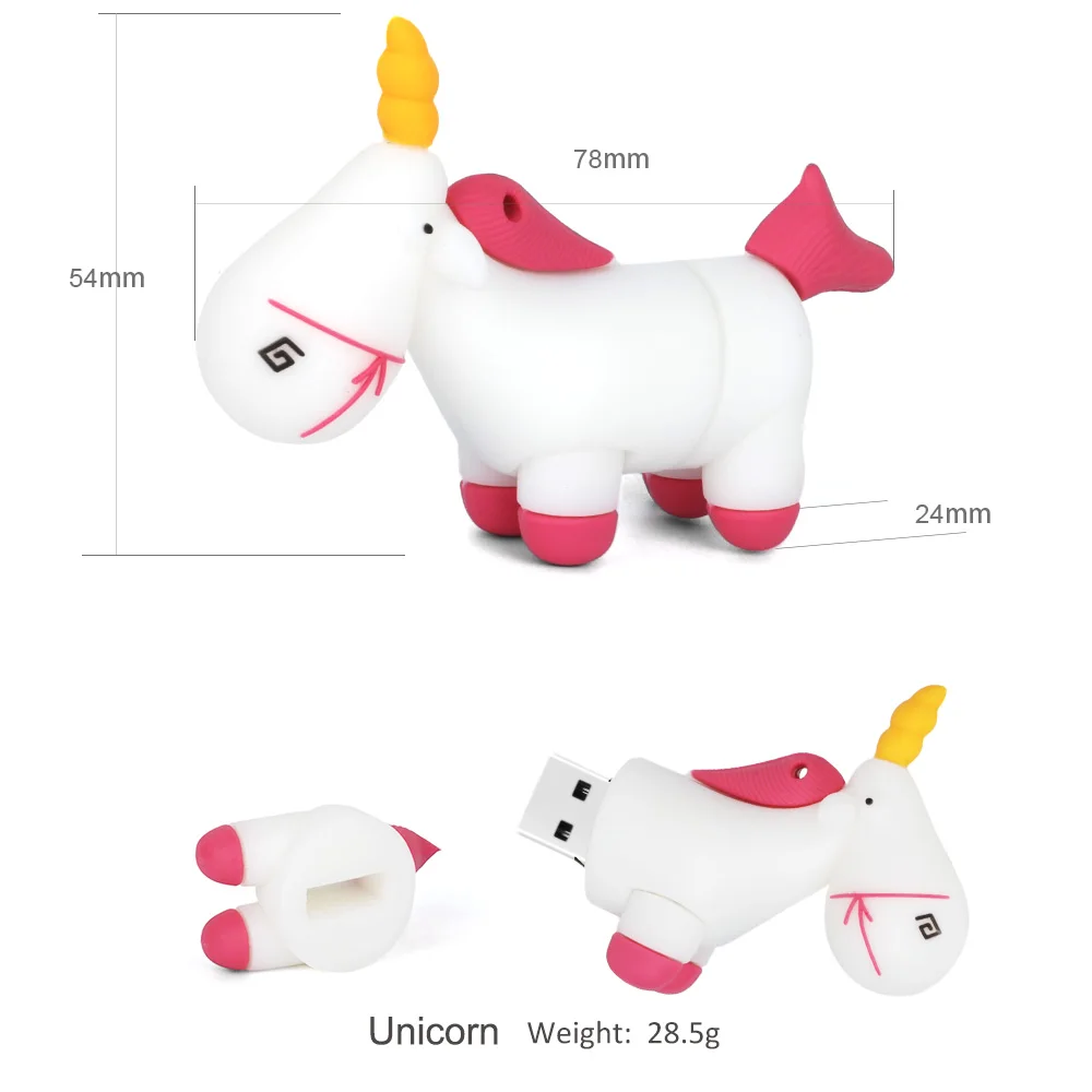 Leizhan Милые силиконовые usb flash drive панда Единорог 4 ГБ 8 16 32 накопитель Memory Stick флэш