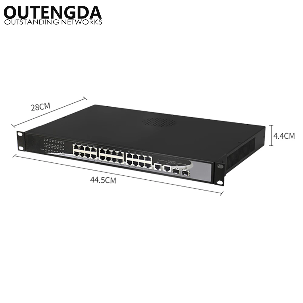 24 10/100 Мбит/с POE коммутатор стандарт 802.3af/at переключатель с 2*1000 UPlink и 2 гигабит SFP для