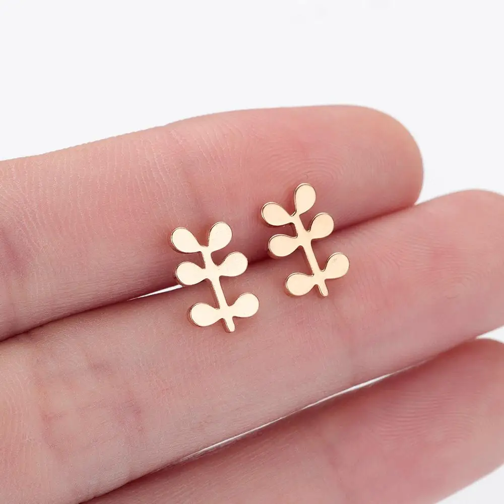 

Chandler Stainless Steel Grass Earring Studs Posts Leaf Earrings Trendy Minimalism Leaves Brincos Party Fashion Jewelry Gift