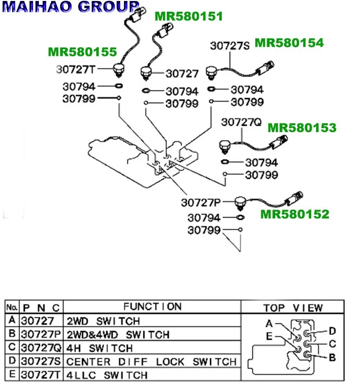 MR580154 для Mitsubishi Pajero Montero передача T/F переключатель положения переключения передач высокое качество