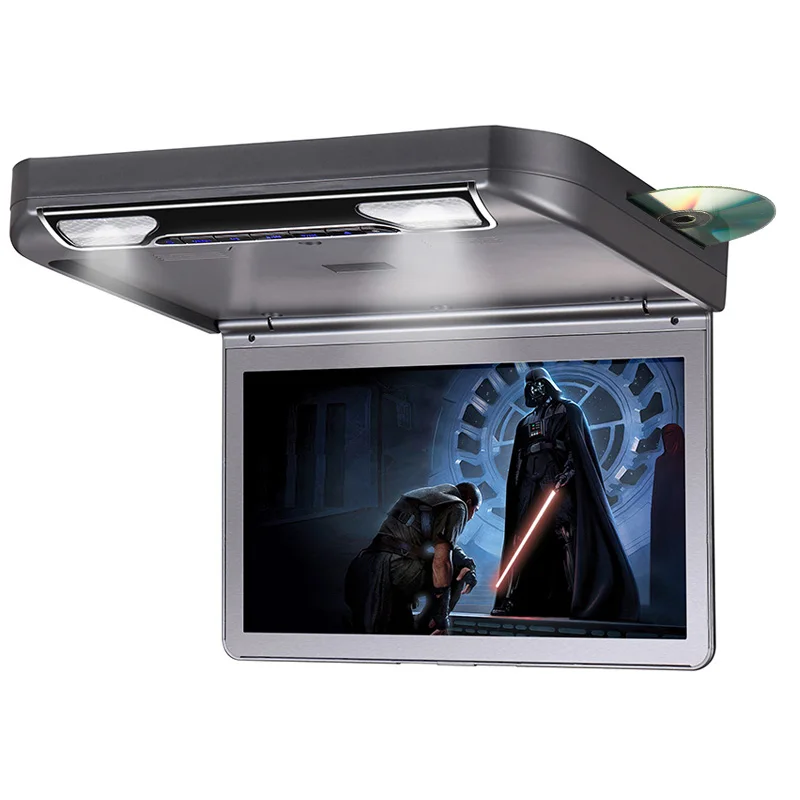 13,3 дюймов потолочные мониторы HD 1080P TFT цифровой широкий экран флип-вниз ТВ для автомобиля USB/SD/HDMI/MP5/IR/FM передатчик MP5 плеер - Цвет: Grey no headphone