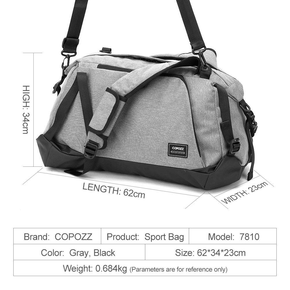 COPOZZ Gym Bag USB cargador Zapata compartimiento 35-55L capacidad para mujeres Fitness Yoga adolescente hombres Mochila viaje Mochila ocio - 5