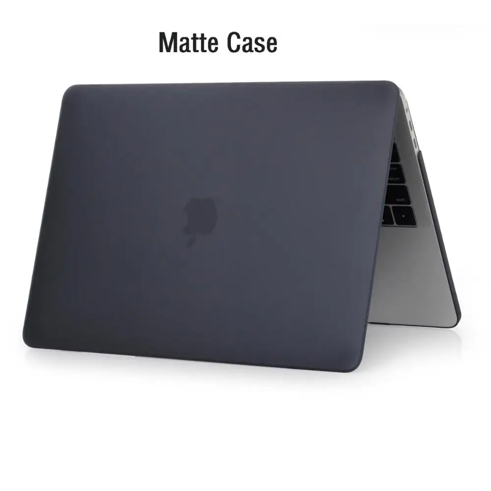 Матовый/Кристальный чехол для ноутбука Macbook Pro retina Air 11 12 13 15, для mac Air 13, pro 13,3 15,4 A1707 A1708 чехол - Цвет: Matte Black