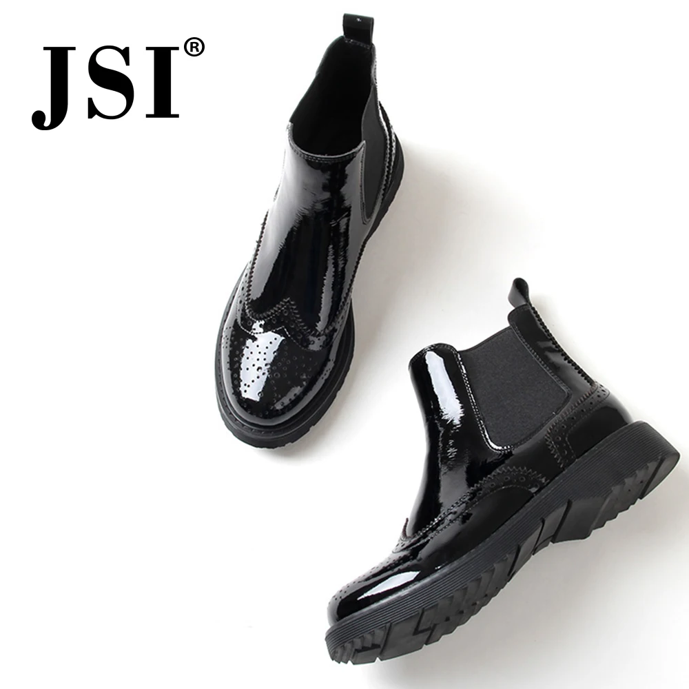 

JSI New Stylish Round Toe Low Heel Ladies Boots Basic Patchwork Outside Shoes Casual Elastic Band Square Heel Women Boots JO238