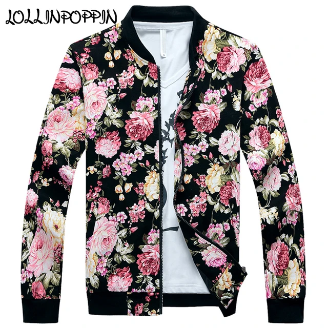 Buy Floral Jacket Men Flowers Print Cotton Twill