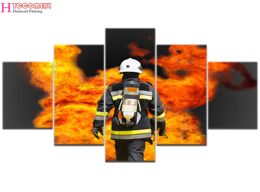 5pcs DIY 5D Diamond Painting Cross Stitch Firemen Puzzle Mosaic Rhinestone Embroidery country Seashore Cottage Home | Дом и сад