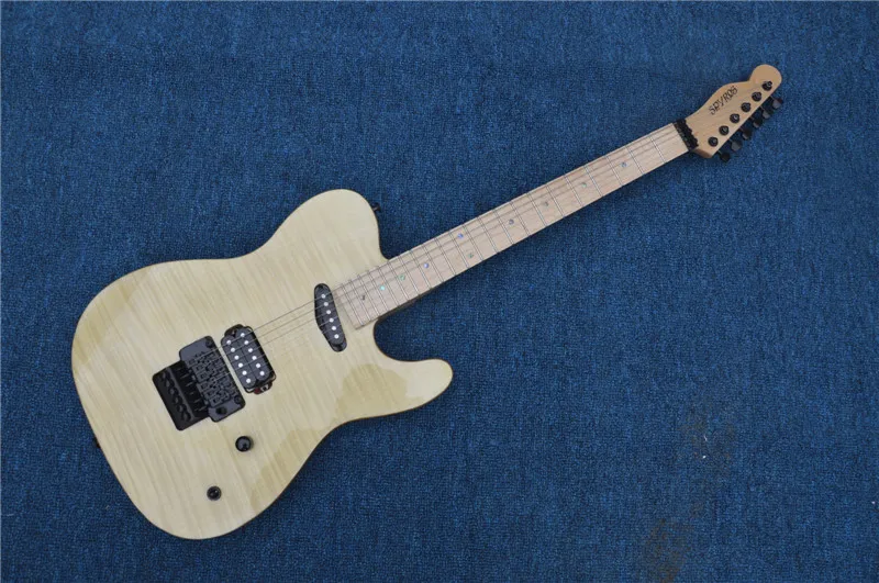 

2017 line up Natural color satin Tele double tremolo electric guitar,High quality black hardware TL guitar,Free shipping