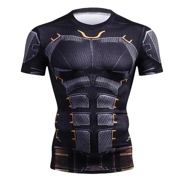 US $6.27 Upgraded version Iron Batman Superman 3D Printed Tshirts Men Compression Shirts Short Sleeve costu