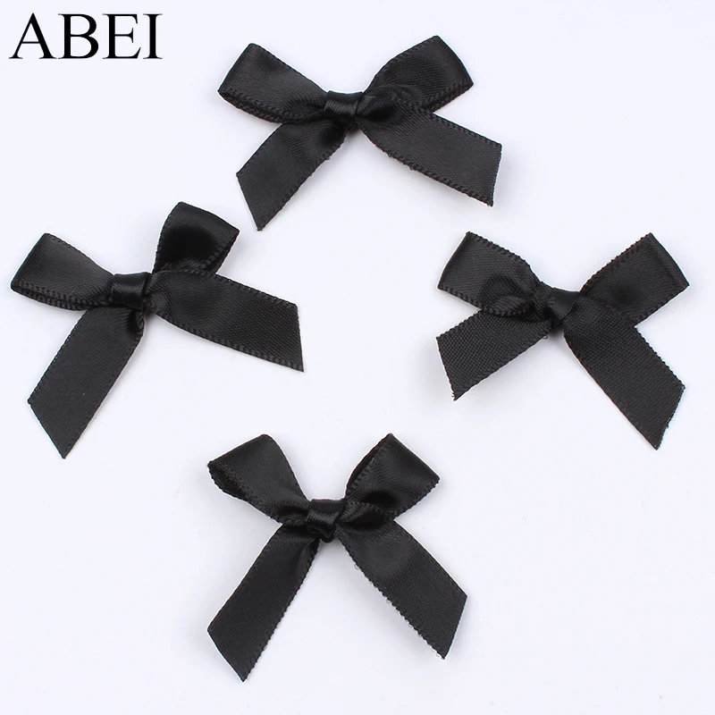 50pcs/lot Black Satin Ribbon Bow Sewing Accessories DIY Bow Ties For Wedding Party Scrapbook Home Decoration
