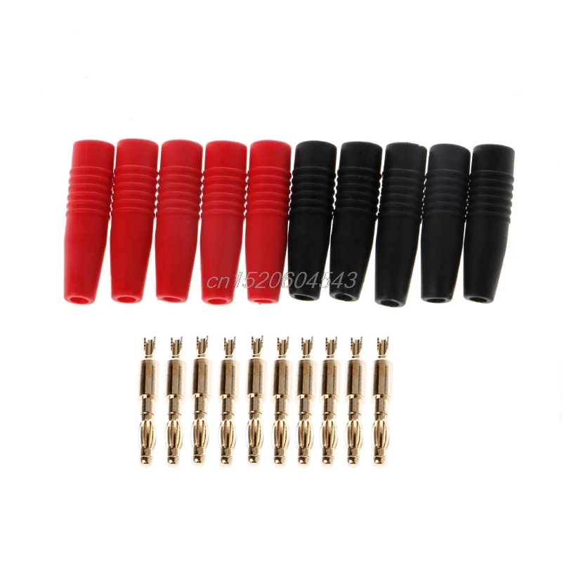 

10 Pcs 4mm Plugs Gold Plated Musical Speaker Cable Wire Pin Banana Plug Connector R06 Drop Ship