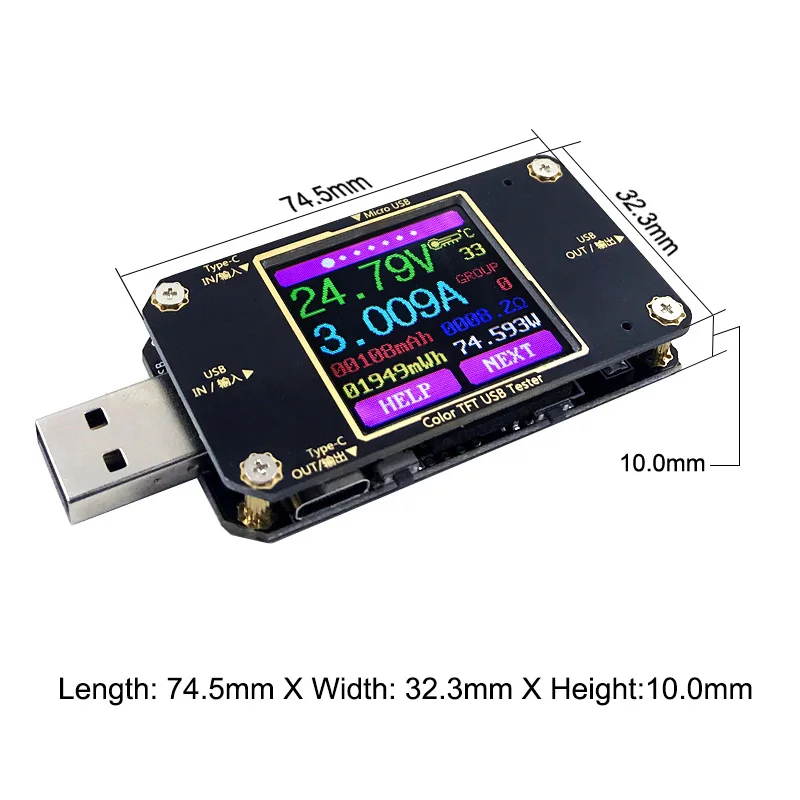 A3 USB тестер цветной Bluetooth тип-c Цифровой вольтметр dc Напряжение измеритель тока Амперметр детектор power bank индикатор зарядного устройства