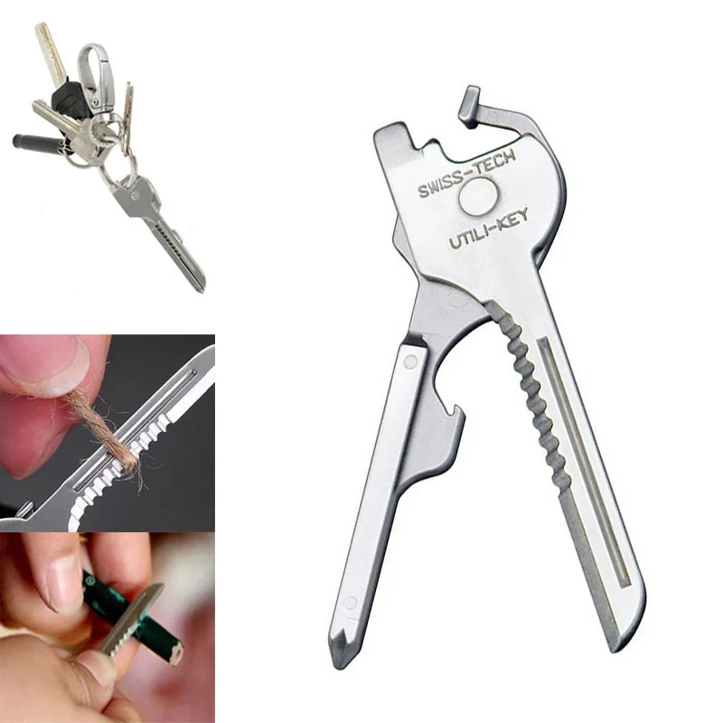 

Utili Key tactical survive keychain Tool Multipurpose kit Screwdriver ring shape Mini Multi utility edc gear pocket Knife Opener