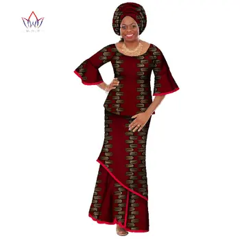 

Africa Traditional Print Crop Skirt and Top Bazin Riche African Plus Size Women Clothing 2 Piece Dashiki Dress WY428