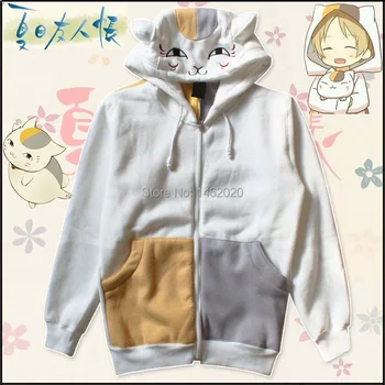 

New Anime Natsume Yuujinchou Nyanko Sensei Cat 2nd Generation Cosplay Hoodie Jacket Unisex White Cardigan Hooded Coat Costume