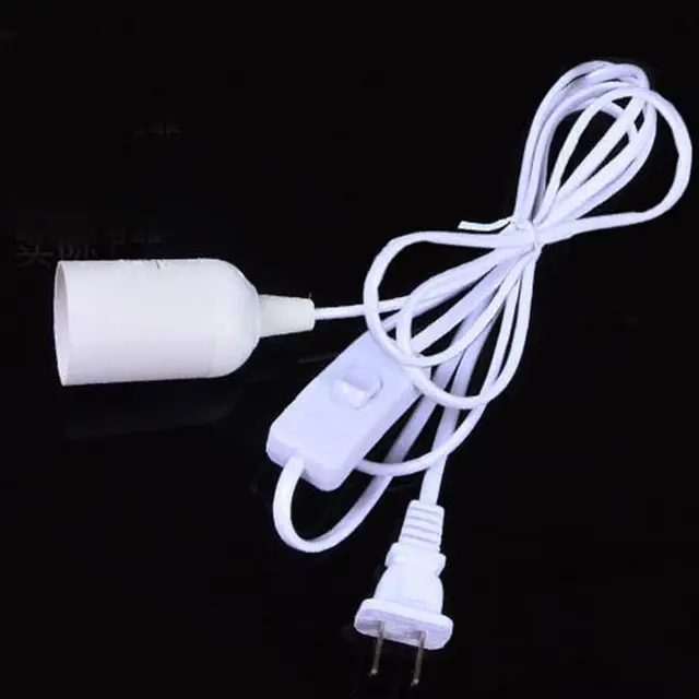 1 Pcs E27 Plug In Hanging Pendant Light Fixture White Lamp Bulb Socket