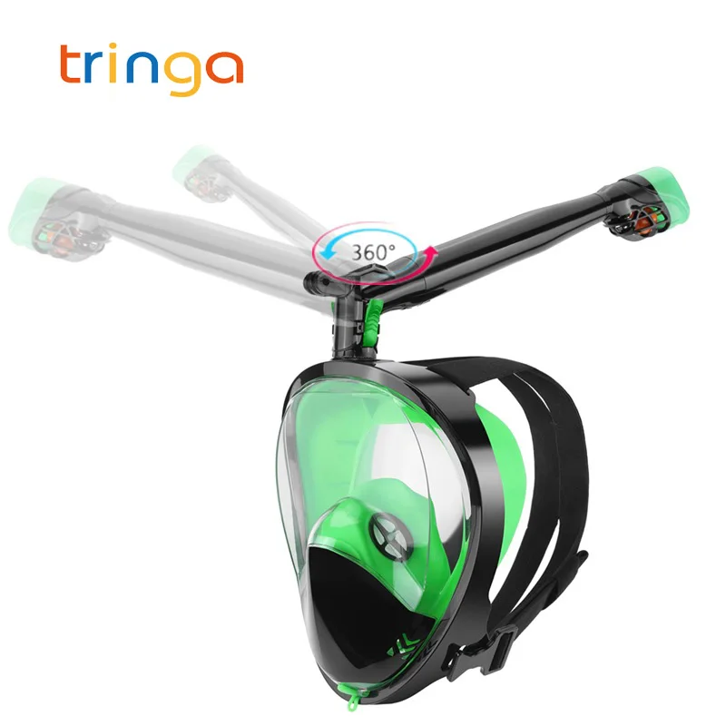 

Adult Beginner Scuba Diving Mask Full Face Anti Fog 360 Degree Rotatable Snorkel Mask Set Swimming Mask for Gopro Camera