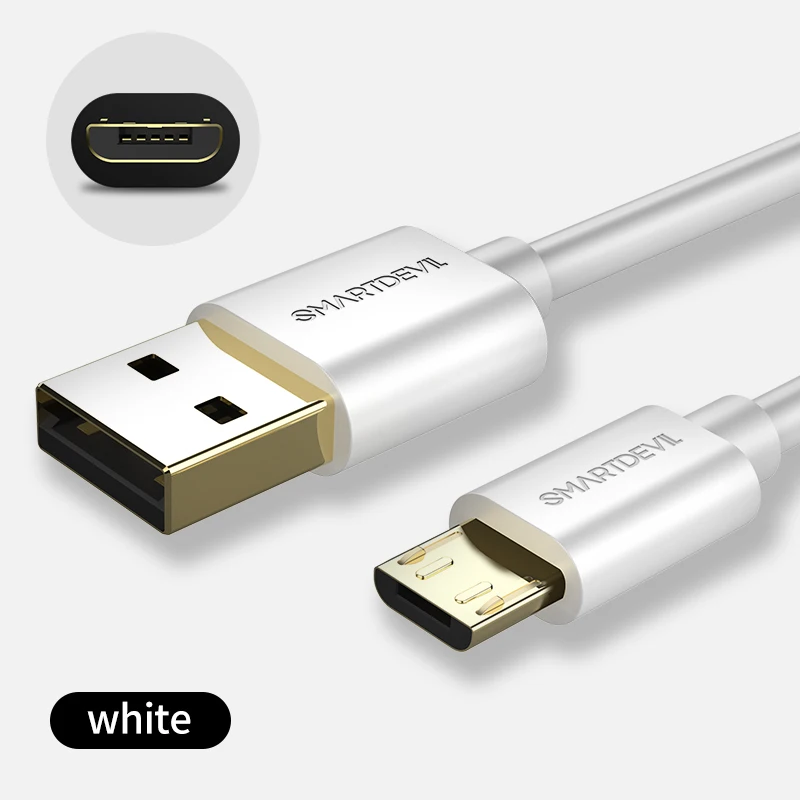 SmartDevil Micro USB кабель для быстрой зарядки и передачи данных usb кабель Универсальный Для samsung Xiaomi планшет Android, телефон Кабель-адаптер 3A - Цвет: White