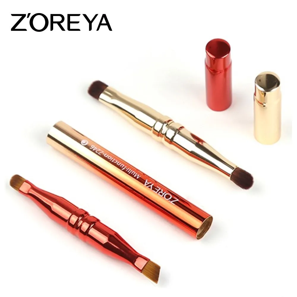 

ZOREYA 4 Heads Multi-function Makeup Brush Retractable Metal Eyebrow Eyeshadow Make Up Brush Cosmetics Gold Adjustable Tool