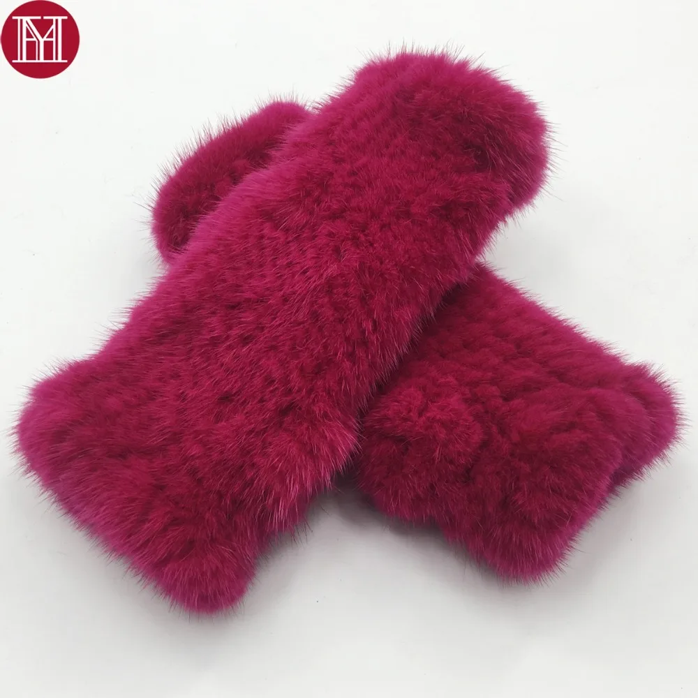 

2019 Hot Sale Women Real Mink Fur Gloves Real Knitted Mink Fur Fingerless Gloves Winter Strong Elasticity Real Mink Fur Mittens