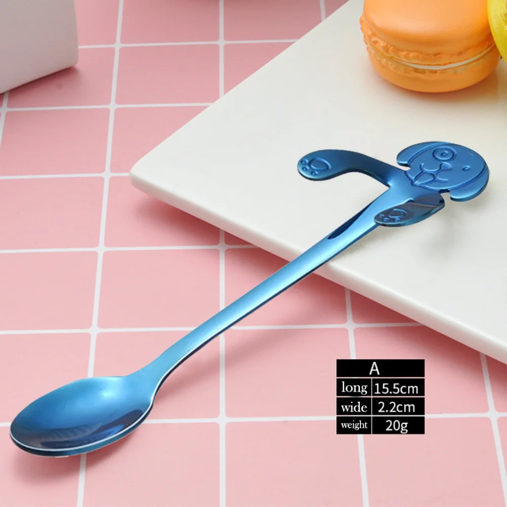 

Cute Dog Spoon Long Handle Spoons Flatware Coffee Drinking Tools Kitchen Gadget L508