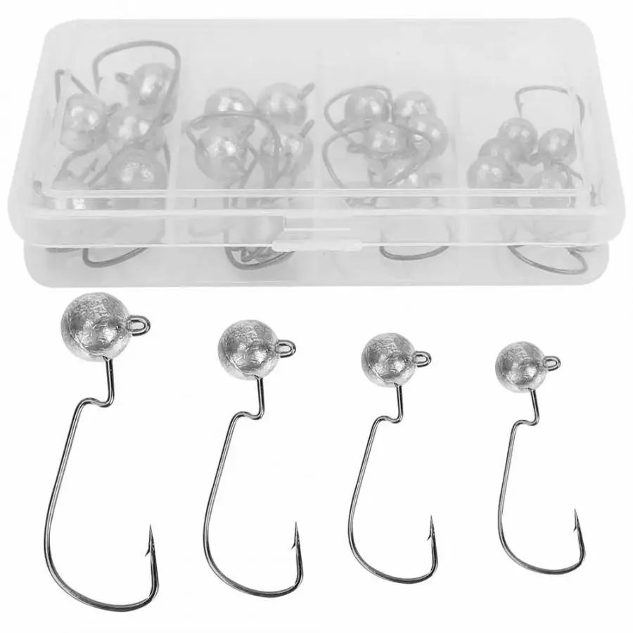

20pcs/Box Fishing Lead Jig Head Hooks Sinker Weight Angler Fishing Tackle Box Sharp Barbed Fishhook Fishing Tools