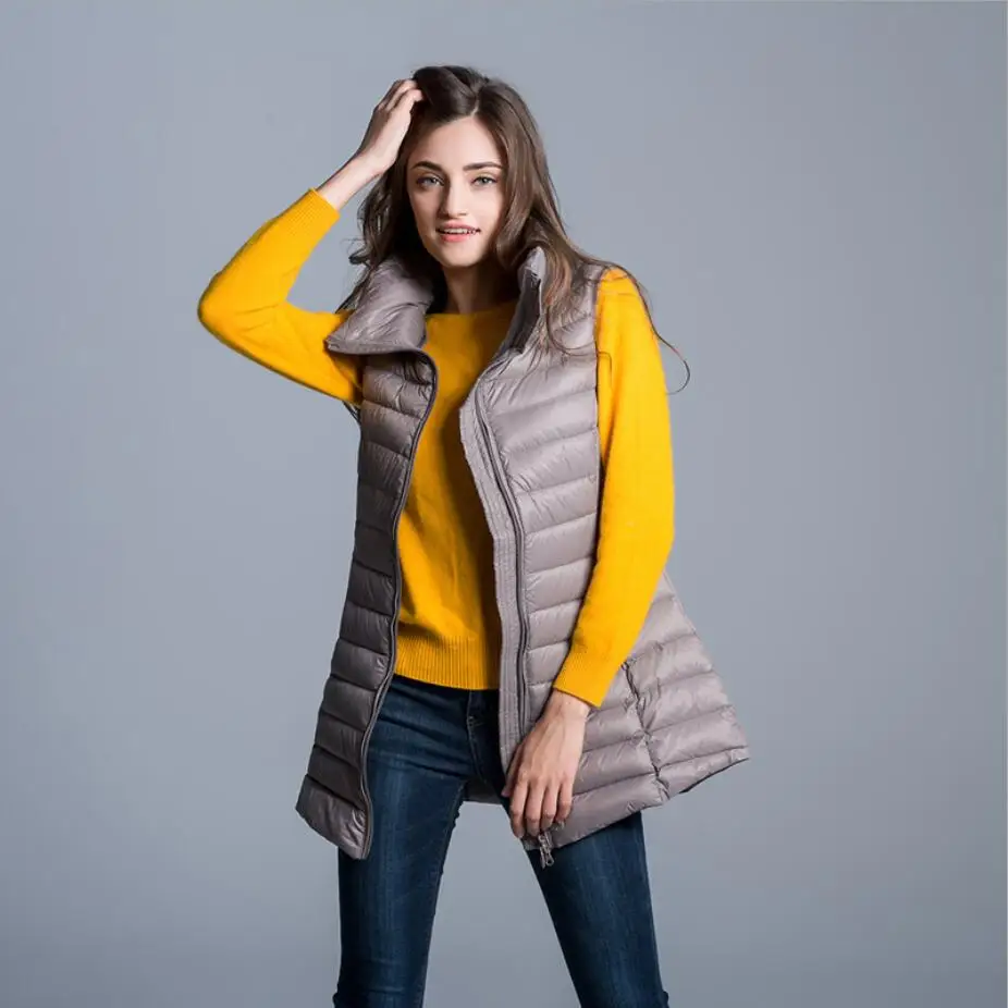 أكمام و ضوء المرأة أسفل سترة سترة 2019 الخريف والشتاء جديد موقف طوق ضئيلة سترة مقطع طويل فرنسا السلع الفاخرة