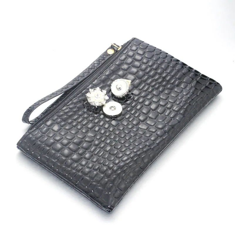 Women Pu leather Snap Button Bag Wallet Hold Snap Button 18MM Charms