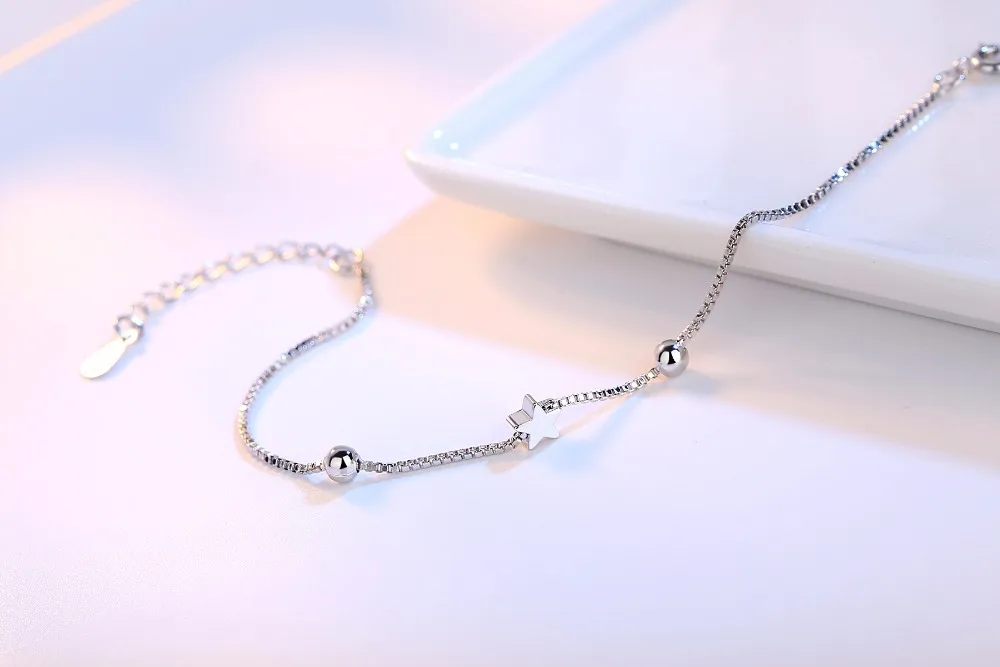 Милое серебряное браслет женский звезда браслет из квадратных бусин роковой серебро Для женщин один цепочка "Змейка", "кошачьего глаза" SB021