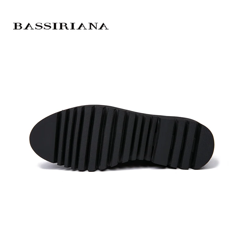 Bassiriana/ натуральная кожа Повседневное без каблука женская обувь бренд с круглым носком черный весна-осень 35- 40 СИЗ