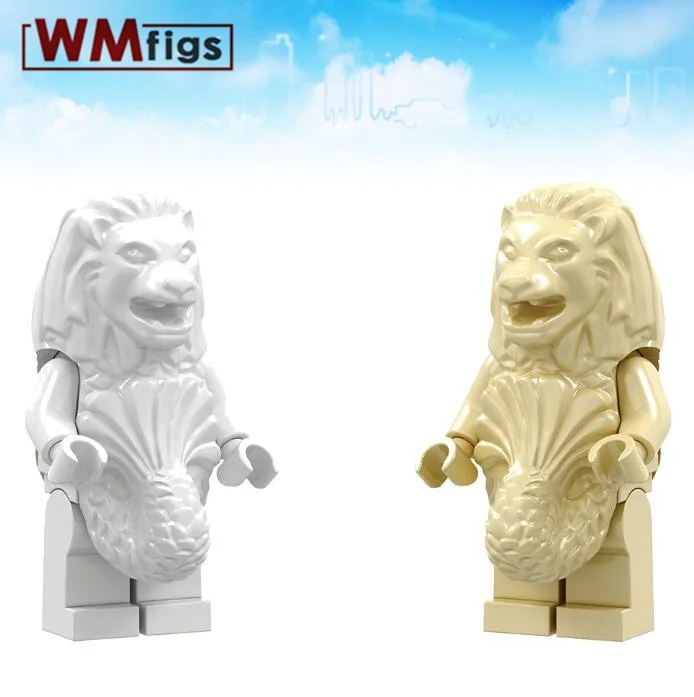 

Single Singpapore Merlion Legoings Lion and Fish Creative Statue Mini Doll Brick Building Blocks Gift Friends Toy For Children