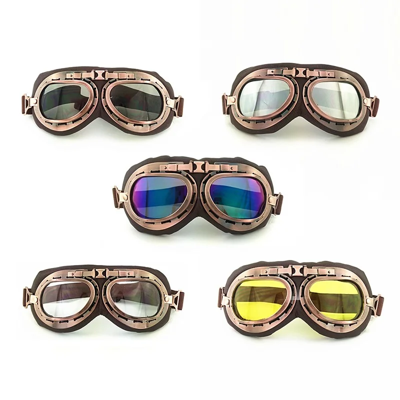 

Super Cool Helmet Copper Glasses Motorcycle Flying Goggles Vintage Pilot Biker Eyewear Goggles Protective Gear Glasses Styling