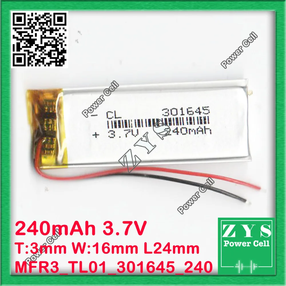 Safety Packing,MP3 3.7V 240mAh lithium polymer battery 301645 MP4 remote control airplane model Drone Zone Size:3x16x45mm