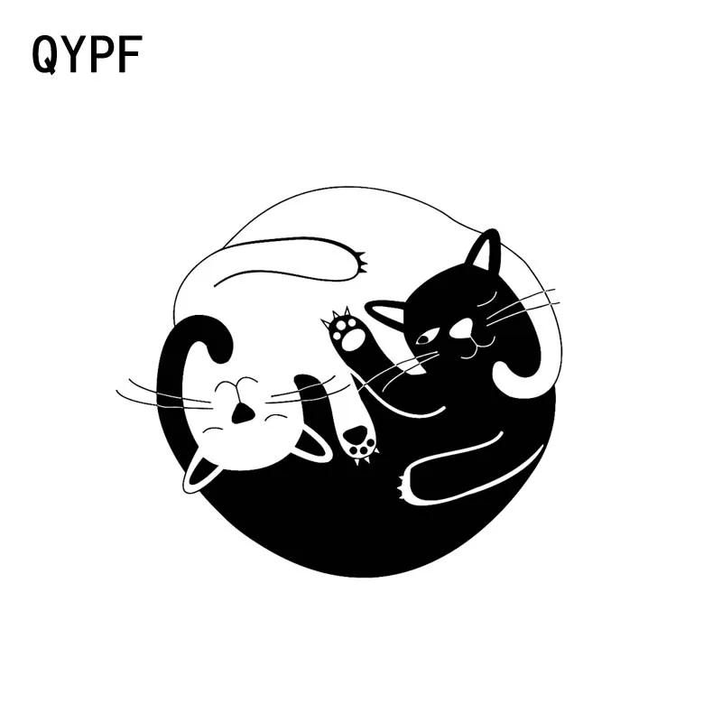 QYPF 17.8CM*15.5CM Two Cat Vinyl Car Stickers Decal Black Sliver C17-00066 | Автомобили и мотоциклы
