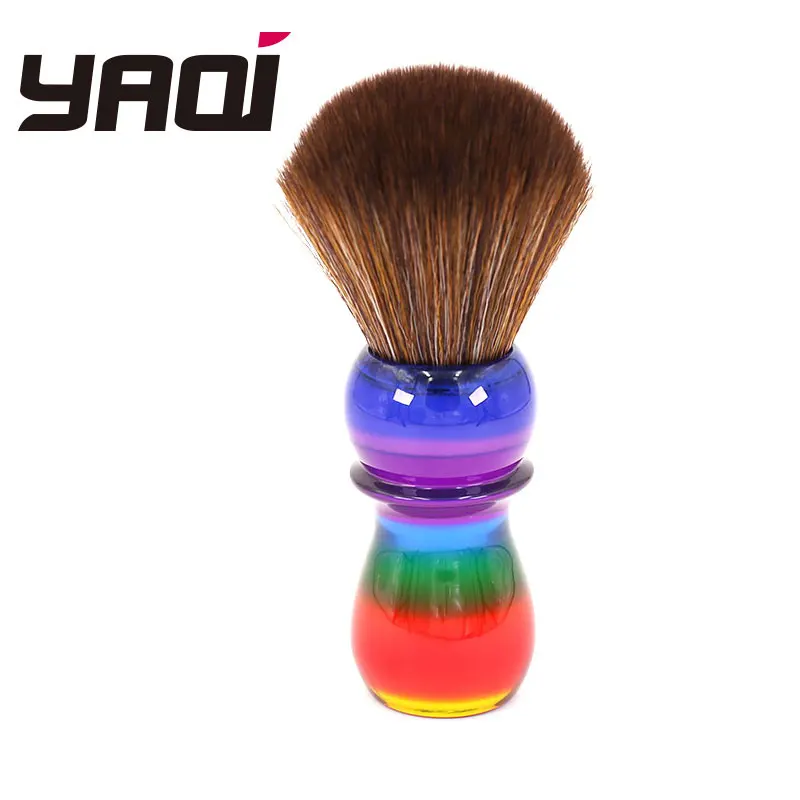 Yaqi 26 مللي متر قوس قزح البني الاصطناعية الشعر فرشات الحلاقة Yaqi 26 مللي متر قوس قزح البني الاصطناعية الشعر فرشات الحلاقة