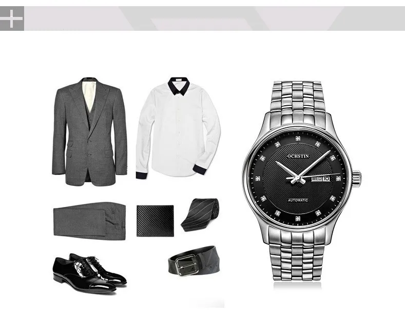 2016 Распродажа Новая мода Элитный бренд известный ochstin Для мужчин часы классические Для мужчин S Авто Дата автоматические Деловые часы Для