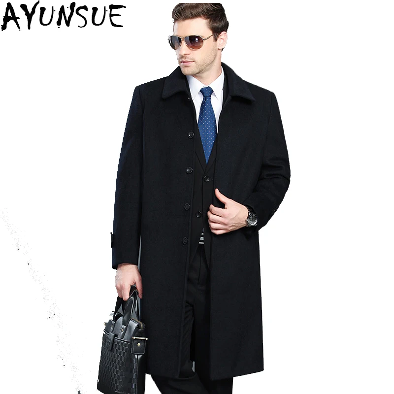 GOPLUS 2018 New Winter Black Fashion Faux Fur Men Coat