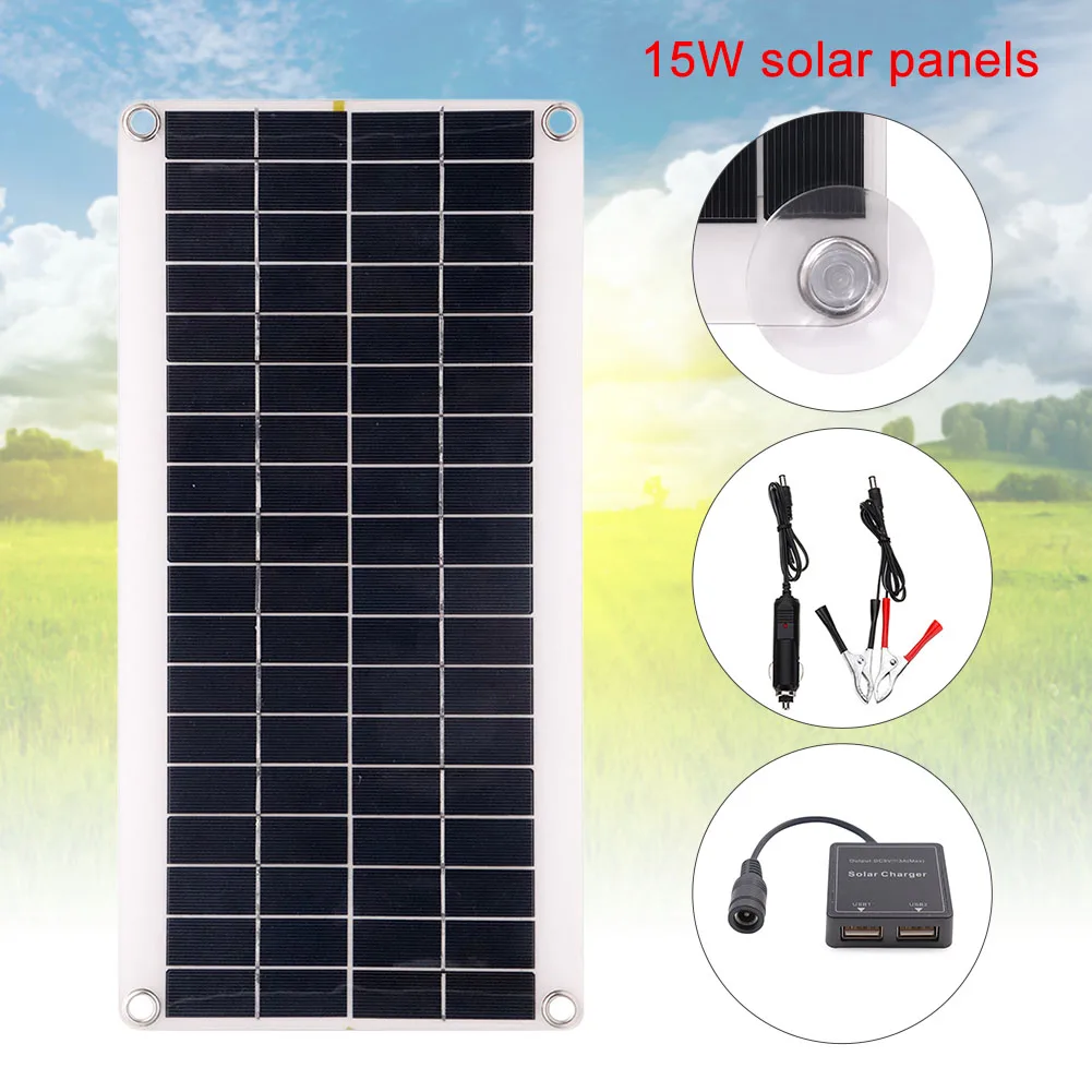 

15W Solar Panel Portable Power Board Charging Mobile Phone for Outdoor Travelling AI88