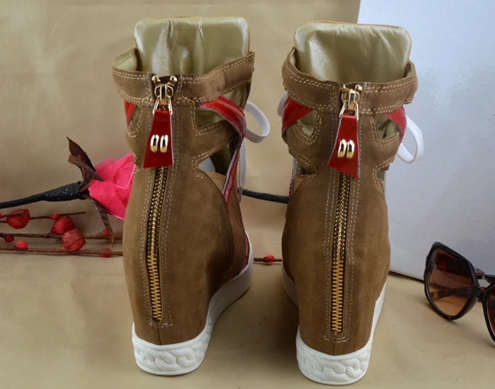 La Con Las Hueco As Gamuza Color Aumento Casuales Moda Mujeres Mujer Altura Plataforma Señora Show Cuña Cremallera Nuevo Botas Zapatos Caqui De RxvnTZ