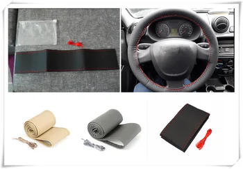 

Universal car parts hand sewing steering wheel cover 36 38 40CM for Volkswagen vw Tuhuan 1.4T Touareg2 New Beetle Passat B6