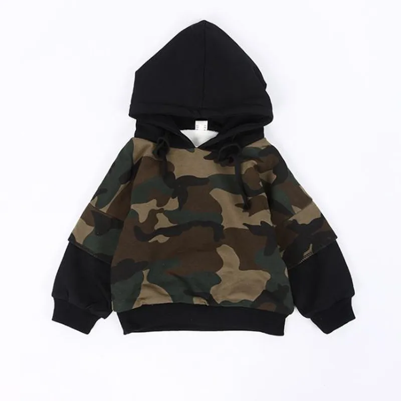 

DFXD Children Boys Girls Winter Long Sleeve Thick Velvet Camouflage Warm Hooded Sweatshirts Fashion Kids Pullover Tops 2-8Years