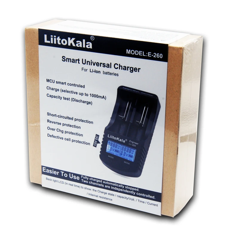 LiitoKala lii-260 LCD 18650 26650 16340 Battery Charger,Detection of 3.7V battery capacity/internal resistance/voltage