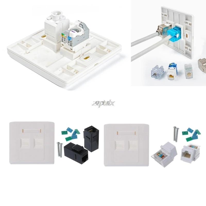 2 порта RJ45 сетевой настенной пластины с гнездовым разъемом CAT5e/CAT6 Z09 Прямая поставка