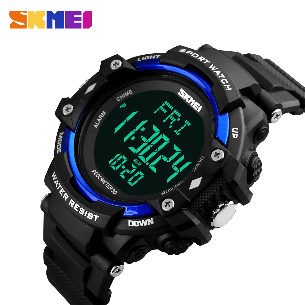 

SKMEI 1180 Men 3D Pedometer Heart Rate Monitor Sport Watch Calories Counter Fitness Tracker Digital Display Watch Japan Movement