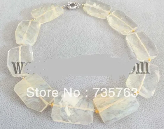 

xiuli 00318 lemon yellow quartz crystal rectangle necklace 30x40mm