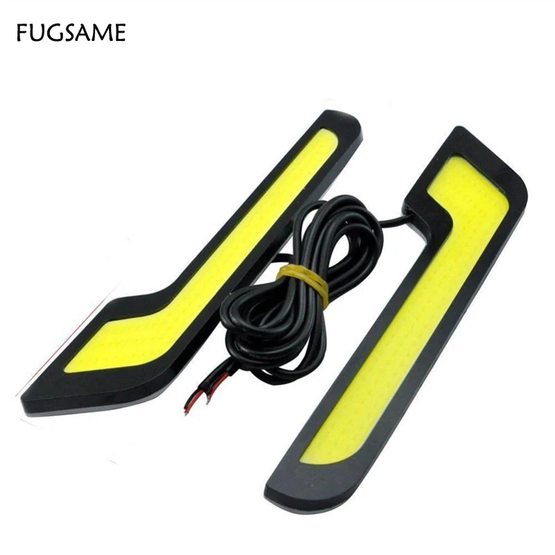 

FUGSAME 2Pcs/Lot Led DRL L Shape 12V Universal COB White Blue Car Auto LED Driving Daytime Running Lamp LED Fog Front Light