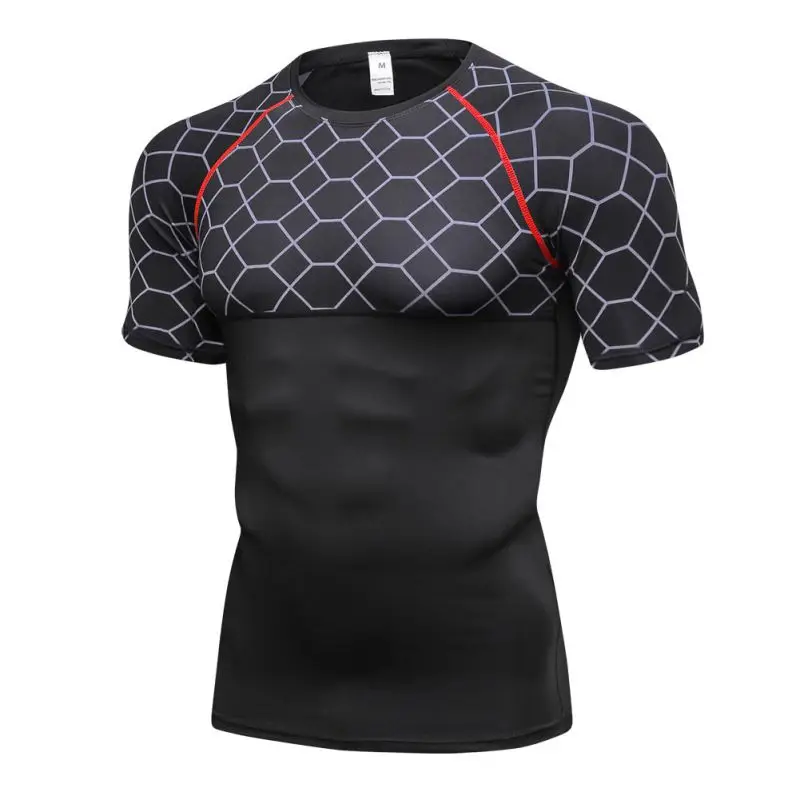 Мужская футболка для бега высокая эластичность быстросохнущая дышащая тренировочная Футболка мужская Спортивная Весенняя летняя фитнес
