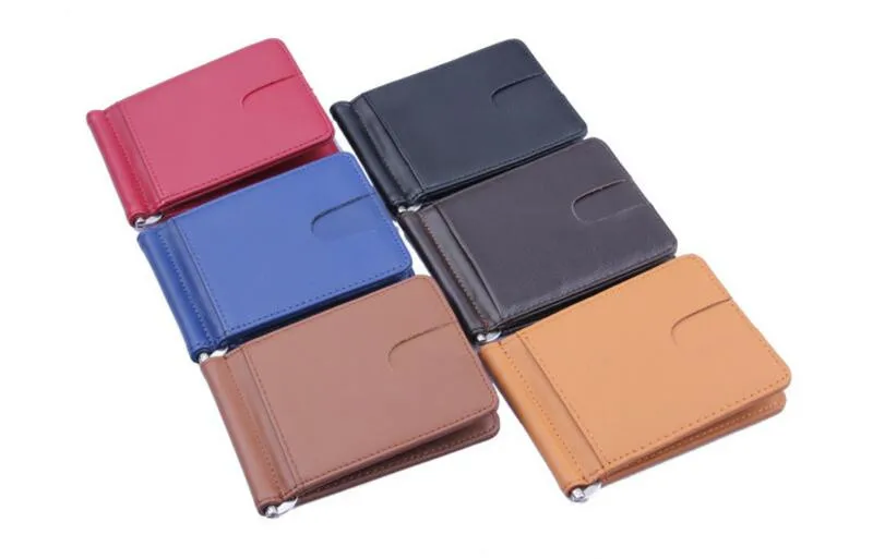 Top Quality Wallet Men Money Clip Mini Wallets Male Vintage Crazy Horse Genuine Leather Purse Leather Card Holers with Clamp