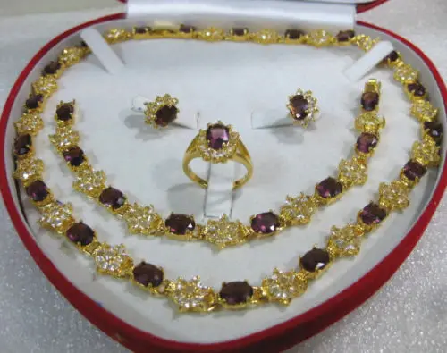 

HOT SELL - mother's day jewelry pink purple yellow gold Necklace Bracelet Earring Ring -Top quality free shipping