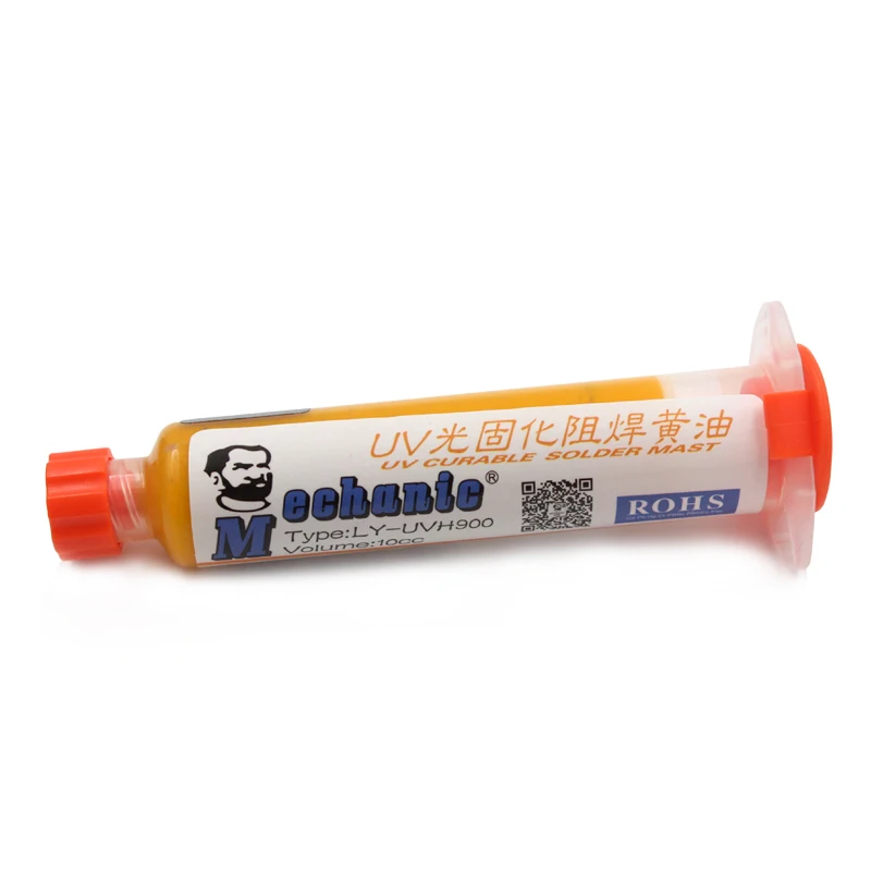 

MECHANIC 10ML Yellow UV SOLDER MASK PCB BGA PAINT PREVENT CORROSIVE ARCING Soldering Paste Flux Cream Welding Fluxes Oil